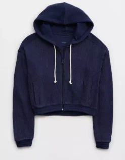Aerie Cropped Waffle Hoodie -Aerie Shop 0743 3049 410 f