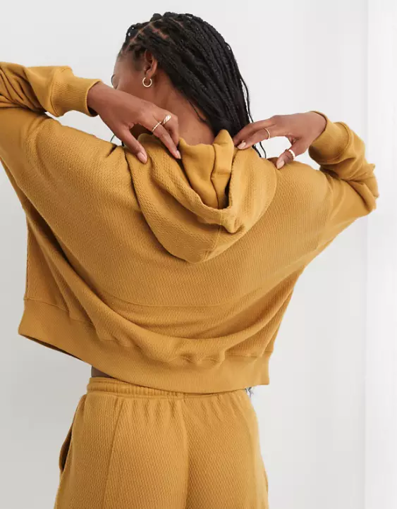 Aerie Textured Cropped Sweatshirt 4 Aerie Textured Cropped Sweatshirt - Image 2