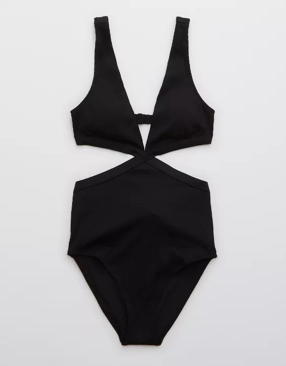 Aerie Ribbed Mix Crossover Cut Out One Piece Swimsuit 5 Aerie Ribbed Mix Crossover Cut Out One Piece Swimsuit - Image 3