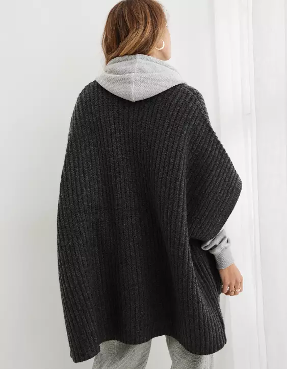 Aerie Marled Rib Sweater Cape 4 Aerie Marled Rib Sweater Cape - Image 2