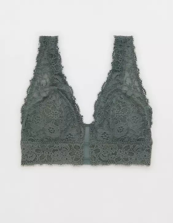 Aerie Show Off Eyelash Lace Padded Plunge Bralette 5 Aerie Show Off Eyelash Lace Padded Plunge Bralette - Image 3