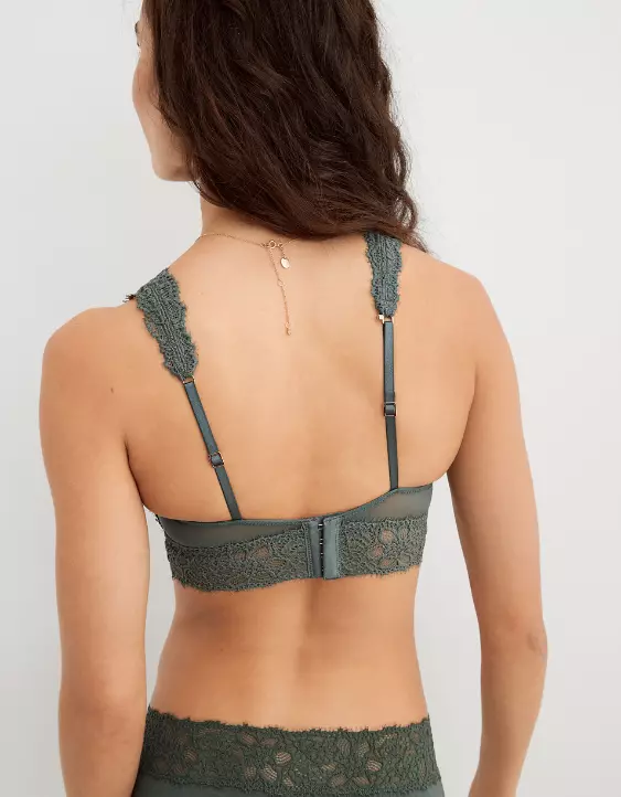 Aerie Show Off Eyelash Lace Padded Plunge Bralette 4 Aerie Show Off Eyelash Lace Padded Plunge Bralette - Image 2