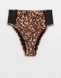 Aerie Leopard Mesh High Cut Cheeky Bikini Bottom 7 Aerie Leopard Mesh High Cut Cheeky Bikini Bottom -Aerie Shop 1754 4683 158 f