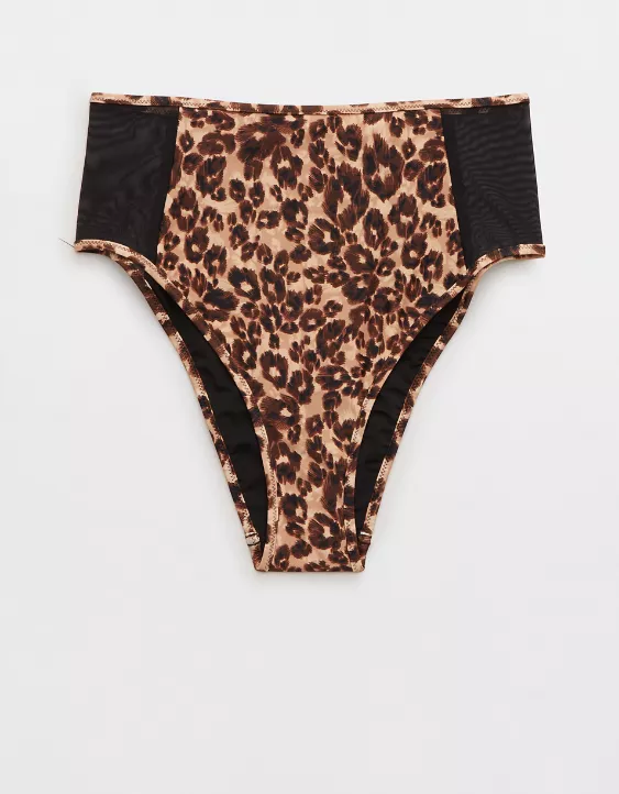 Aerie Leopard Mesh High Cut Cheeky Bikini Bottom 5 Aerie Leopard Mesh High Cut Cheeky Bikini Bottom - Image 3