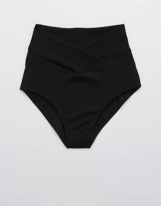 Aerie Ribbed Crossover High Waisted Bikini Bottom 5 Aerie Ribbed Crossover High Waisted Bikini Bottom - Image 3