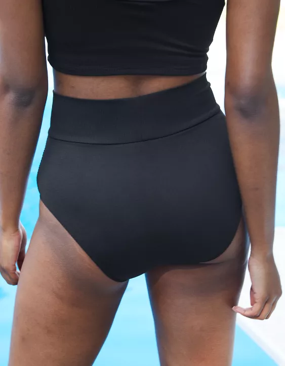 Aerie Ribbed Crossover High Waisted Bikini Bottom 4 Aerie Ribbed Crossover High Waisted Bikini Bottom - Image 2