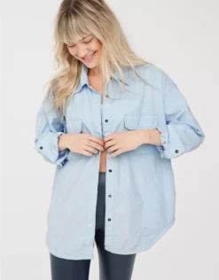 OFFLINE By Aerie Oversized Corduroy Button Up