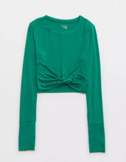 OFFLINE By Aerie Thumbs Up Twist Front Cropped T-Shirt 7 OFFLINE By Aerie Thumbs Up Twist Front Cropped T-Shirt -Aerie Shop 2162 1419 858 f