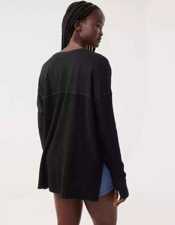 OFFLINE By Aerie Wow! Waffle Henley T-Shirt 4 OFFLINE By Aerie Wow! Waffle Henley T-Shirt - Image 2