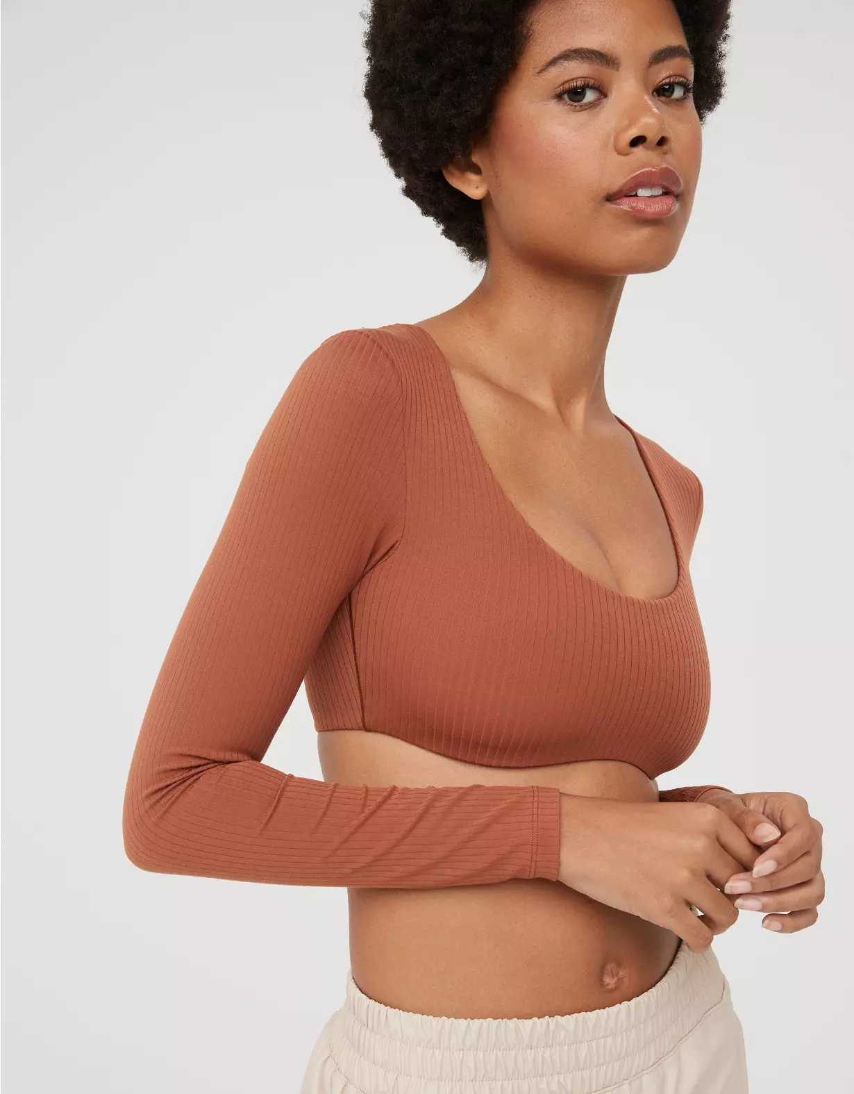 OFFLINE By Aerie Real Me Super Cropped Long Sleeve Bra Top 3 OFFLINE By Aerie Real Me Super Cropped Long Sleeve Bra Top