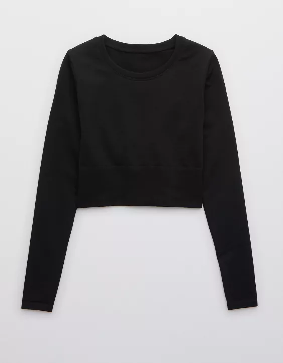 OFFLINE By Aerie Sidewalk Seamless Long Sleeve Cropped T-Shirt 4 OFFLINE By Aerie Sidewalk Seamless Long Sleeve Cropped T-Shirt - Image 2