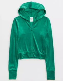 OFFLINE By Aerie Bright Lights Velour Cropped Full Zip Hoodie 7 OFFLINE By Aerie Bright Lights Velour Cropped Full Zip Hoodie -Aerie Shop 2164 1406 858 f