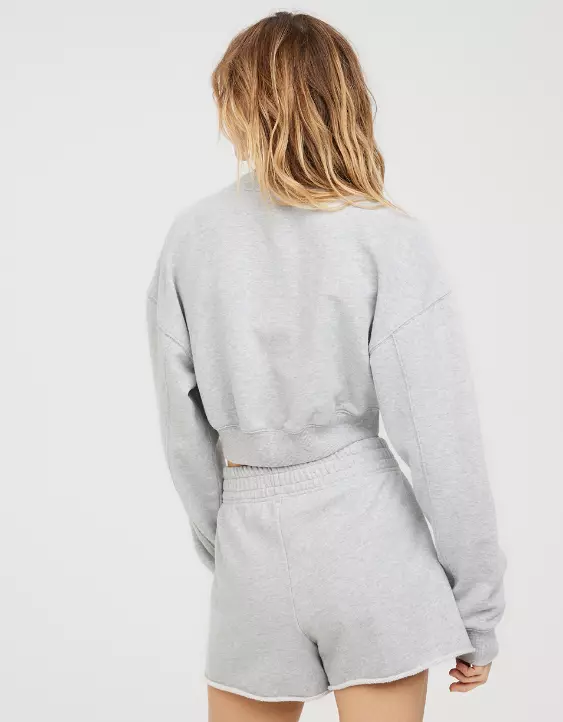 OFFLINE By Aerie Throw-Back Cropped V Neck Sweatshirt 4 OFFLINE By Aerie Throw-Back Cropped V Neck Sweatshirt - Image 2