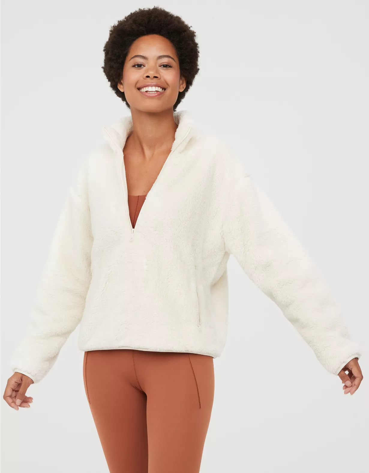 OFFLINE By Aerie Fluffy Sherpa Quarter Zip Sweatshirt 3 OFFLINE By Aerie Fluffy Sherpa Quarter Zip Sweatshirt