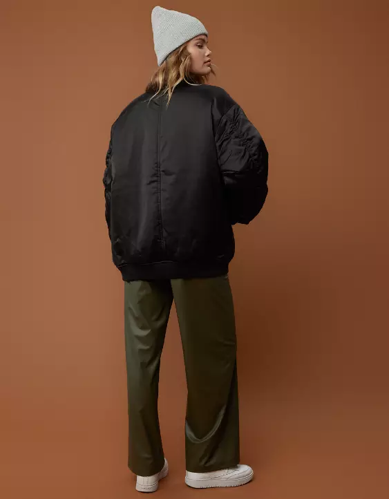 OFFLINE By Aerie Satin Bomber Jacket 5 OFFLINE By Aerie Satin Bomber Jacket - Image 3