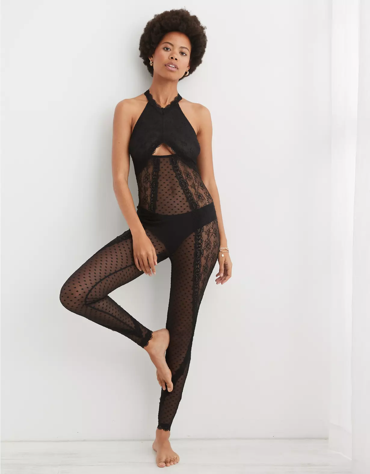 Aerie Show Off Park Picnic Lace High Neck Bodysuit 3 Aerie Show Off Park Picnic Lace High Neck Bodysuit